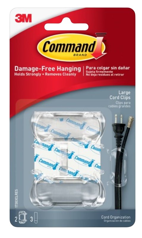 Command 17303CLR Cord Organizer, Plastic, Transparent