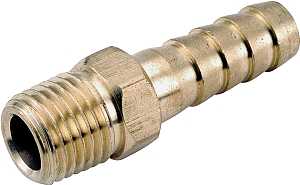 Anderson Metals 129 Series 757001-0408 Hose Adapter, 1/4 in, Barb, 1/2 in, MPT, Brass, Pack of 5