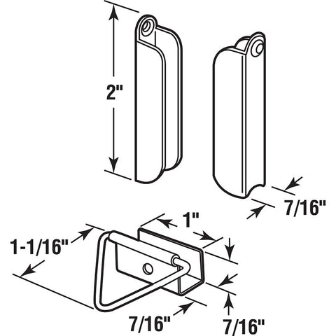 Prime-Line PL 7760 Top Hanger and Bottom Latch, Aluminum, Mill, Silver, For: 7/16 in Screen Frames