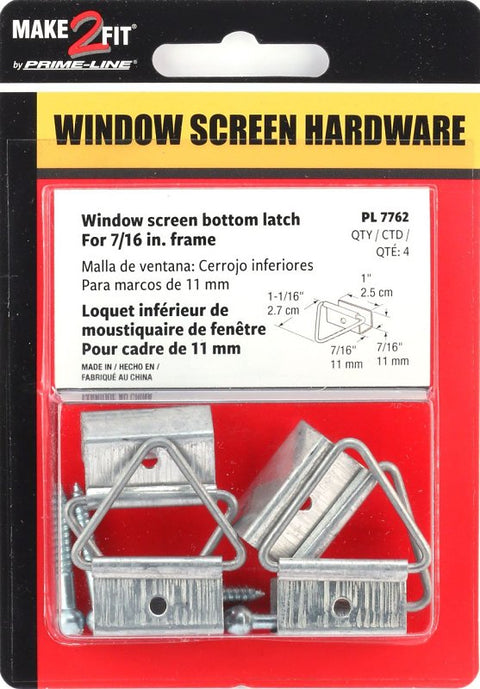 Prime-Line PL 7760 Top Hanger and Bottom Latch, Aluminum, Mill, Silver, For: 7/16 in Screen Frames