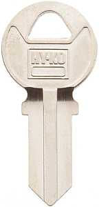 Hy-Ko 11010AM1 Key Blank, Brass, Nickel, For: American Cabinet, House Locks and Padlocks, Pack of 10