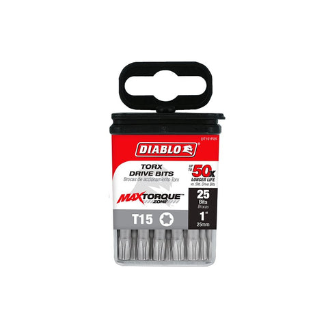 Diablo DT151P25 Drive Bit, #15 Drive, Torx Drive, 1/4 in Shank, Hex Shank, 1 in L