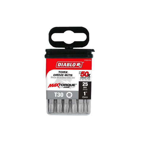 Diablo DT301P25 Drive Bit, #30 Drive, Torx Drive, 1/4 in Shank, Hex Shank, 1 in L, HSS