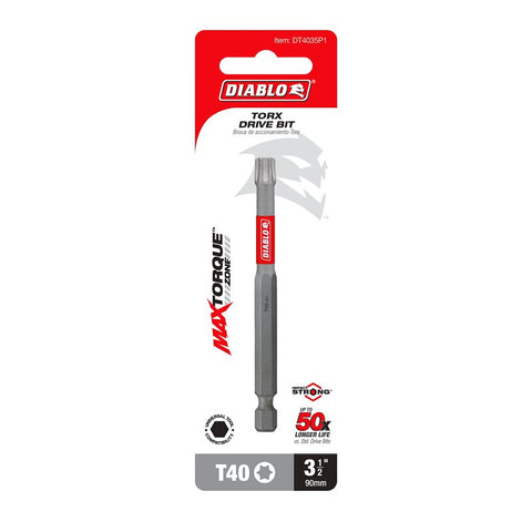 Diablo DT4035P1 Drive Bit, #40 Drive, Torx Drive, 1/4 in Shank, Hex Shank, 3-1/2 in L