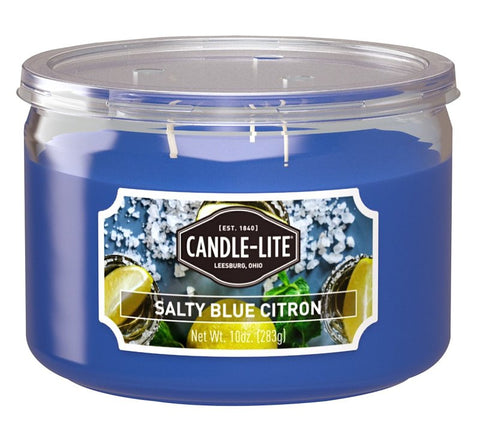Candle-Lite 18791270 Jar Candle, 10 oz Candle, Salty Blue Citron Fragrance, Up to 40 hr Burning, Pack of 4
