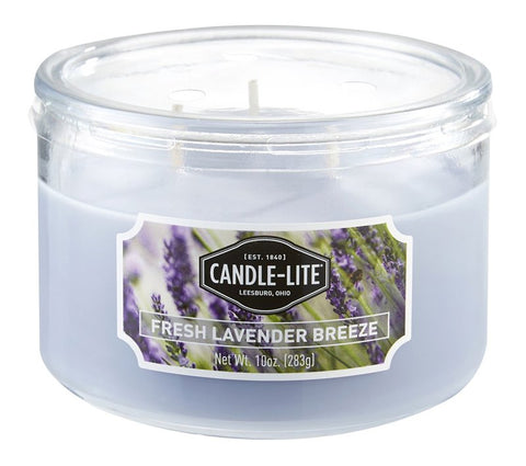 Candle-Lite 1879404 Scented Candle with Acetate Lid, 10 oz, Fresh Lavender Breeze, 40 hr, Violet, Pack of 4