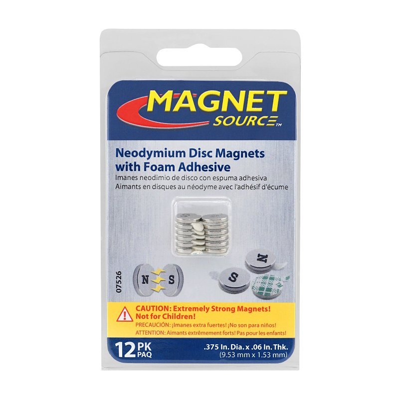 Magnet Source 07526 Magnetic Disc with Foam Adhesive, 3/8 in Dia ...