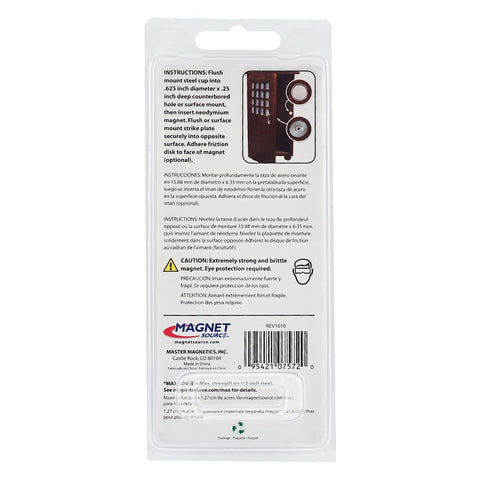 Magnet Source 07572 Latch Magnet Kit, 5/8 in W, Steel, Zinc