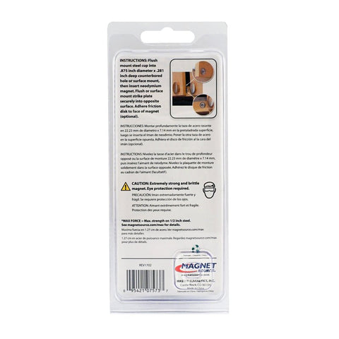 Magnet Source 07574 Latch Magnet Kit, 1.13 in W, Steel, Zinc