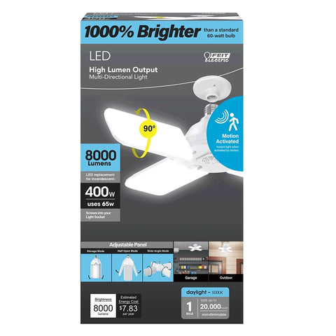 Feit Electric ADJ8000/5K/MM/LED Multi-Directional LED Light, 400 W Equivalent, E26 Medium Lamp Base, Non-Dimmable, White
