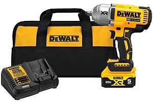 DEWALT XR Series DCF900P1 Impact Wrench with Hog Ring Anvil, Battery Included, 20 V, 5 Ah, 1/2 in Drive, 2200 ipm