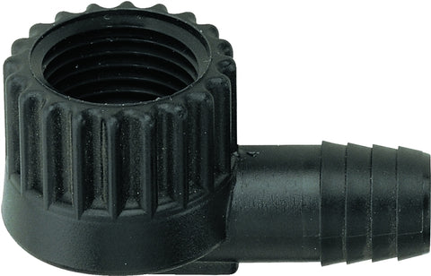 Toro 53306 Elbow, 3/8 x 1/2 in Connection, Barbed x FNPT, Plastic, Black, Pack of 50