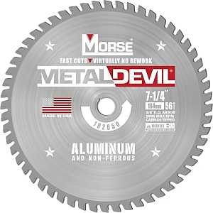 Morse Metal Devil 102650 Circular Saw Blade, 7-1/4 in Dia, 5/8 in Arbor, 56-Teeth