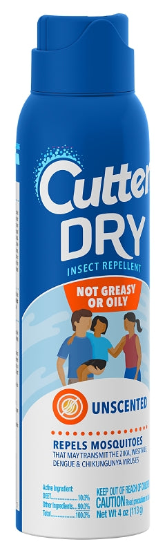 Cutter HG-96058 Dry Insect Repellent, 4 oz Aerosol Can, Liquid, Off-White/Yellow, Deet, Ethanol