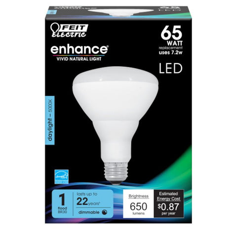 Feit Electric BR30DM/950CA LED Bulb, Flood/Spotlight, BR30 Lamp, 65 W Equivalent, E26 Medium Lamp Base, Dimmable, White