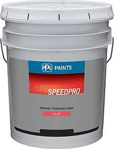 PPG SPEEDPRO 14-650/05 Interior Paint, Flat Sheen, White, 5 gal, 400 to 500 sq-ft/gal Coverage Area