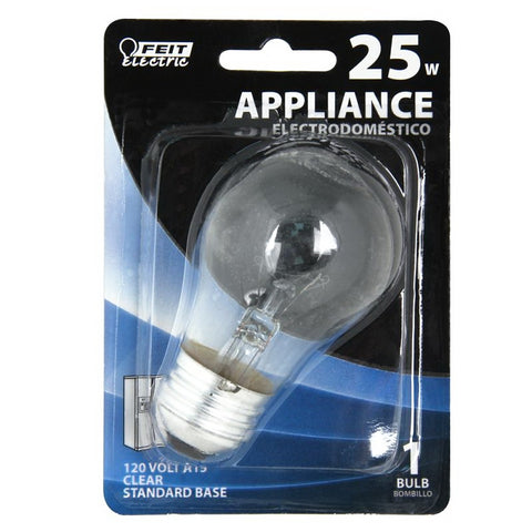 Feit Electric BP25A15/CL Incandescent Lamp, 25 W, A15 Lamp, Medium E26 Lamp Base, 2700 K Color Temp