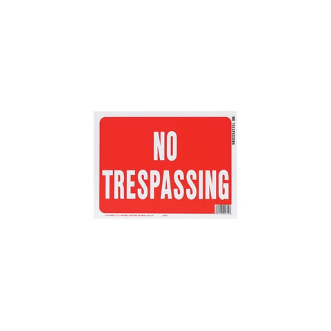 Hy-Ko 20612 Identification Sign, Rectangular, NO TRESPASSING, White Legend, Red Background, Polystyrene, Pack of 10