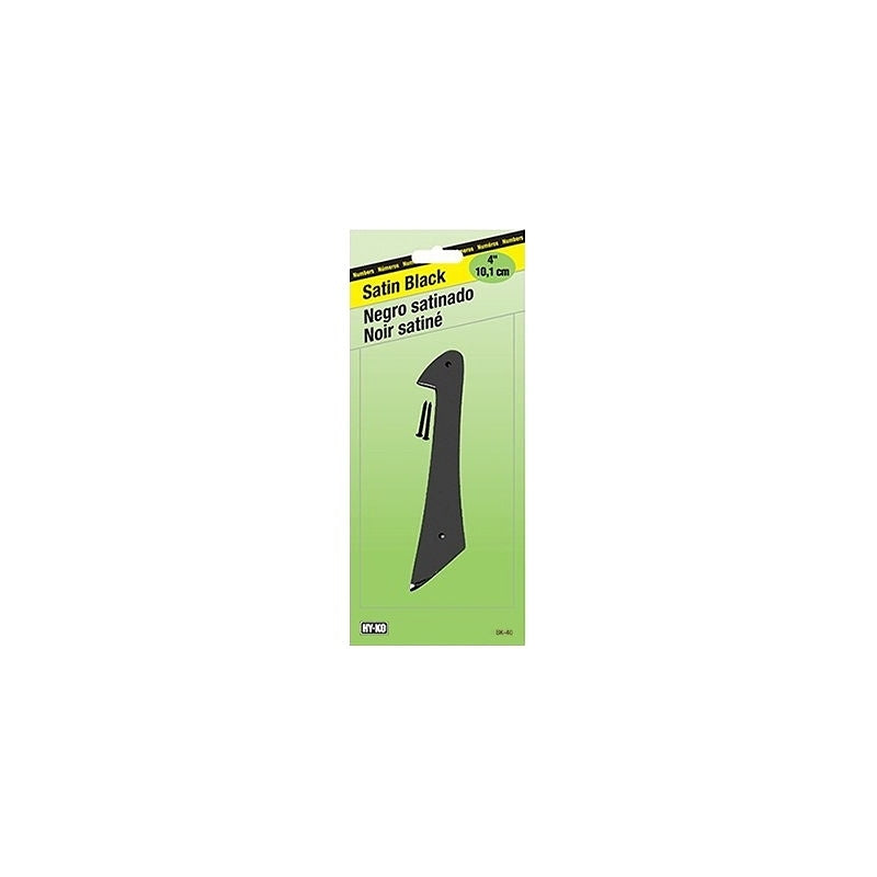 Hy-Ko BK-40/1 House Number, Character: 1, 4 in H Character, Black Char ...