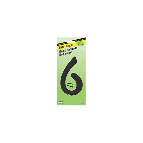 Hy-Ko BK-40/6 House Number, Character: 6, 4 in H Character, Black Character, Zinc, Pack of 5