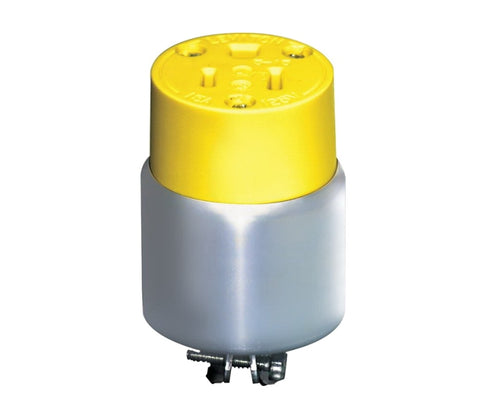 Leviton 000-515CA-000 Armored Connector, 2-Pole, 15 A, 125 V, NEMA: NEMA 5-15R, Yellow