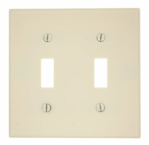 Leviton 000-78009-000 Wallplate, 4-1/2 in L, 4.56 in W, 2-Gang, Thermoset, Light Almond, Smooth