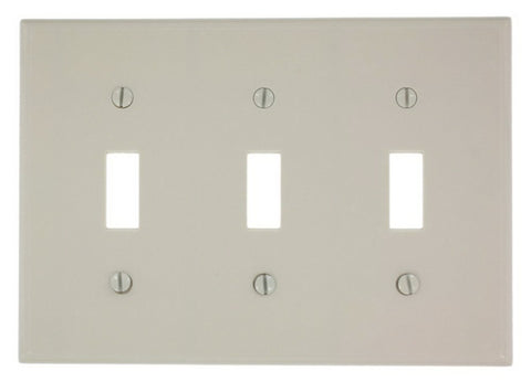 Leviton 000-78011-000 Wallplate, 4-1/2 in L, 6.37 in W, 3-Gang, Thermoset, Light Almond, Smooth