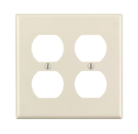 Leviton 78016 Receptacle Wallplate, 4-1/2 in L, 4-9/16 in W, 2 -Gang, Thermoset, Light Almond, Smooth
