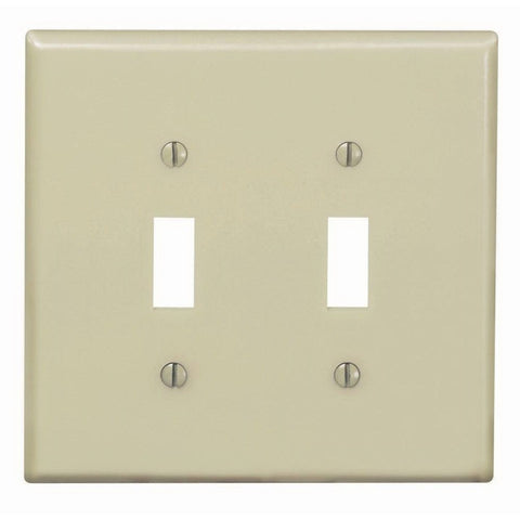 Leviton PJ2-I Wallplate, 4-7/8 in L, 4.94 in W, 2 -Gang, Nylon, Ivory