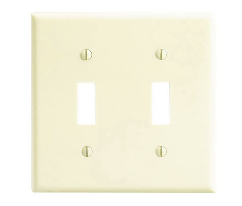 Leviton 001-86009-000 Wallplate, 4-1/2 in L, 2-3/4 in W, 2 -Gang, Thermoset, Ivory, Smooth