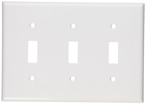 Leviton 001-88011-000 Non-Metallic Wallplate, 4-1/2 in L, 2-3/4 in W, 3 -Gang, Thermoset, White, Smooth