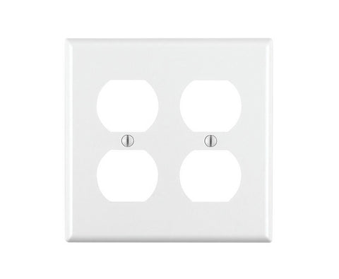 Leviton 88016 Receptacle Wallplate, 4-1/2 in L, 4-9/16 in W, 2 -Gang, Thermoset Plastic, White, Smooth