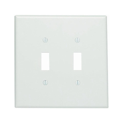 Leviton 88109 Wallplate, 5-1/4 in L, 5.31 in W, 2 -Gang, Thermoset Plastic, White, Smooth