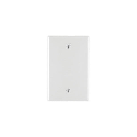 Leviton PJ13-W Blank Wallplate, 3-1/8 in L, 4-7/8 in W, 1/4 in Thick, 1 -Gang, Nylon, White, Box Mounting