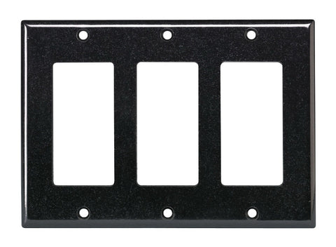 Leviton 80411-E Wallplate, 4-1/2 in L, 6-3/8 in W, 3-Gang, Plastic, Black