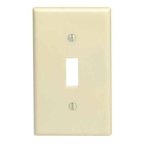Leviton 020-86001-000 Wallplate, 4-1/2 in L, 2-3/4 in W, 1 -Gang, Thermoset, Ivory, Smooth