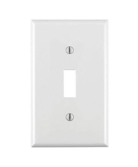 Leviton 022-80701-00W Non-Metallic Wallplate, 4-1/2 in L, 2-3/4 in W, 1 -Gang, Nylon, White, Smooth