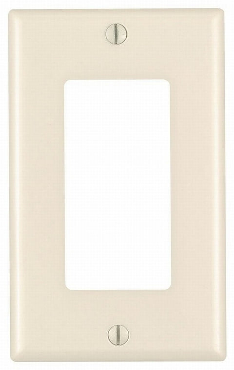 Leviton 80401-T Wallplate, 4-1/2 in L, 2-3/4 in W, 1-Gang, Thermoset Plastic, Light Almond, Smooth