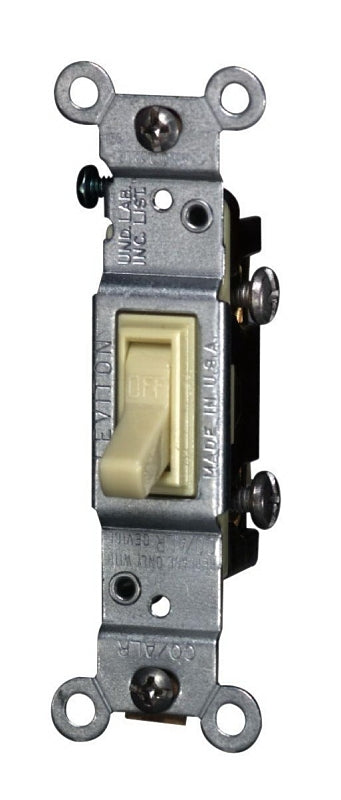 Leviton 2651-2I Switch, Ivory, 1 Poles, 120 V, Push-In Terminal, Thermoplastic Housing Material