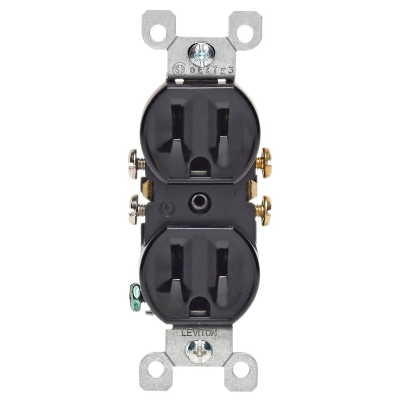Leviton 232-05320-ECP Duplex Receptacle, Thermoplastic, Black, 2-Pole ...