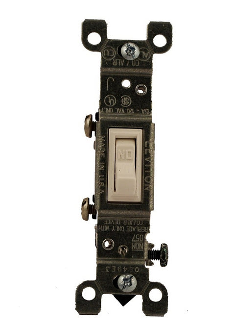 Leviton C22-02651-02W Toggle Switch, 15 A, 120 V, Thermoplastic Housing Material, White