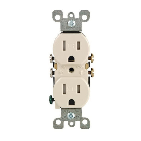 Leviton M26-T5320-TMP Duplex Receptacle, 2 -Pole, 15 A, 125 V, Push-In, Side Wiring, NEMA: 5-15R, Light Almond