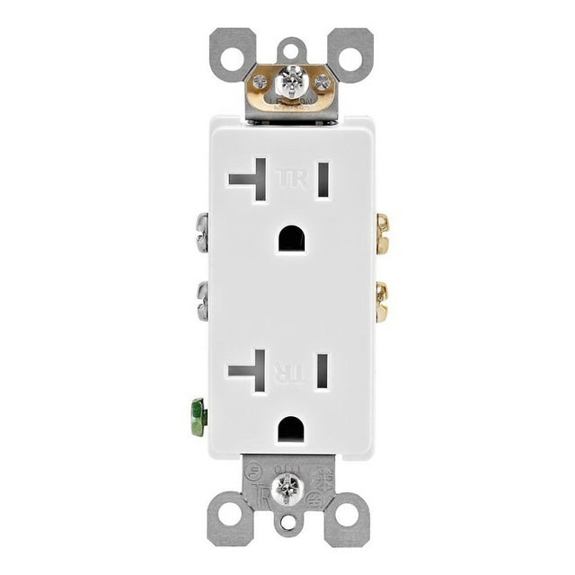 Leviton R52-T5825-00W Duplex Receptacle, 1 -Pole, 20 A, 125 V, Side Wi ...