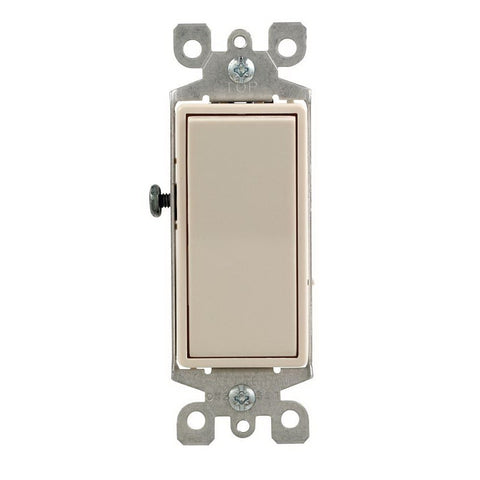 Leviton R59-05604-2TS Rocker Switch with Ground Screw, 15 A, 120/277 V, 4-Way, Lead Wire Terminal, Light Almond