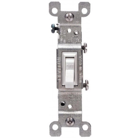Leviton S02-01451-2WS Switch, White, 1 Poles, 15 A, 120 V, Thermoplastic Housing Material