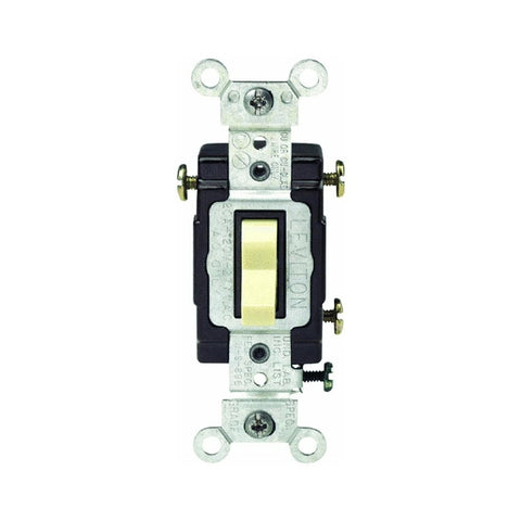 Leviton S03-CS320-2IS Toggle Switch, Ivory, 20 A, 120/277 V, Screw, Side Wired Terminal