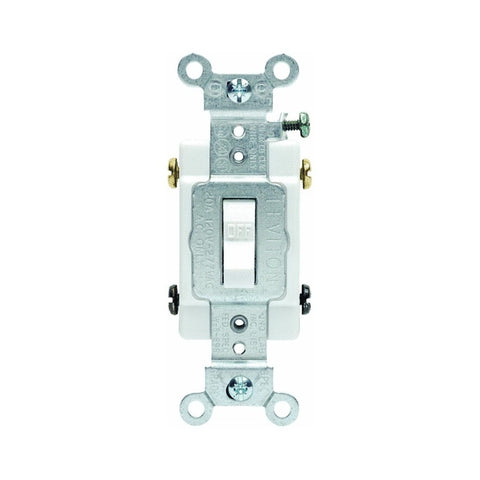 Leviton S08-CS220-2WS Toggle Switch, White, 20 A, 120/277 V, Screw, Side Wired Terminal, 2-Pole