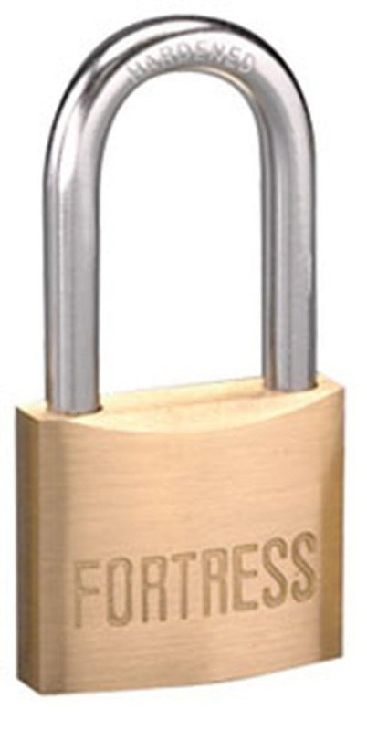 American Lock Fortress Series 1840DLF Padlock, Keyed Different Key, 1/4 in Dia Shackle, Steel Shackle, Solid Brass Body