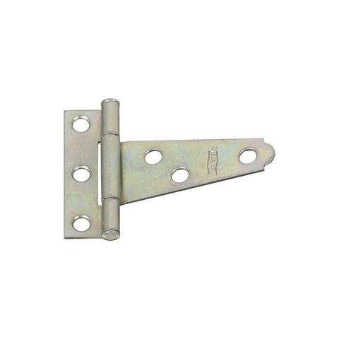 National Hardware N128-439 T-Hinge, 1.18 in W Frame Leaf, 0.54 in H Frame Leaf, Steel, Zinc, Tight Pin, 18 lb