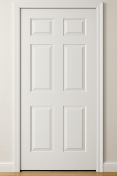 36 in. x 80 in. Prehung Steel 6 Panel Door Right Finger Joint Jamb